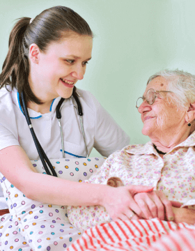 nurse smiling to her patient